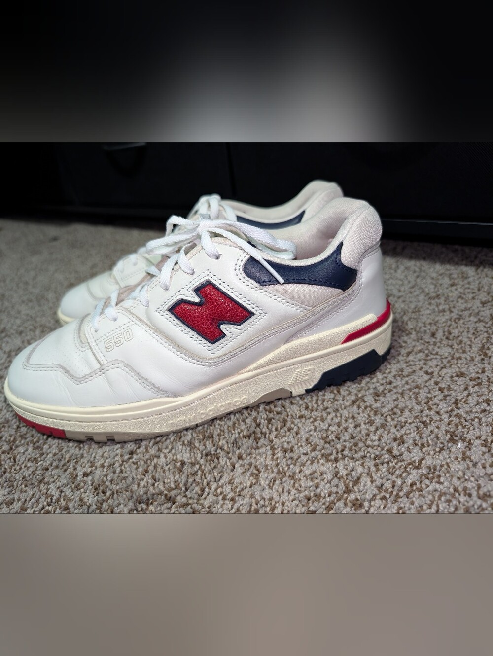 Aimé Leon Dore x New Balance 550 Leather Sneakers White Navy Red Men's Size 8